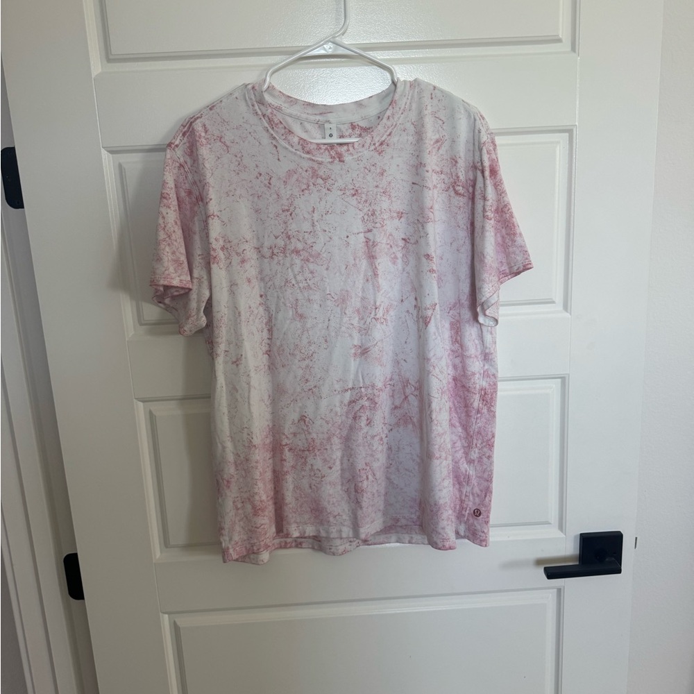 Lululemon Pink and White Tie-Dye T-Shirt